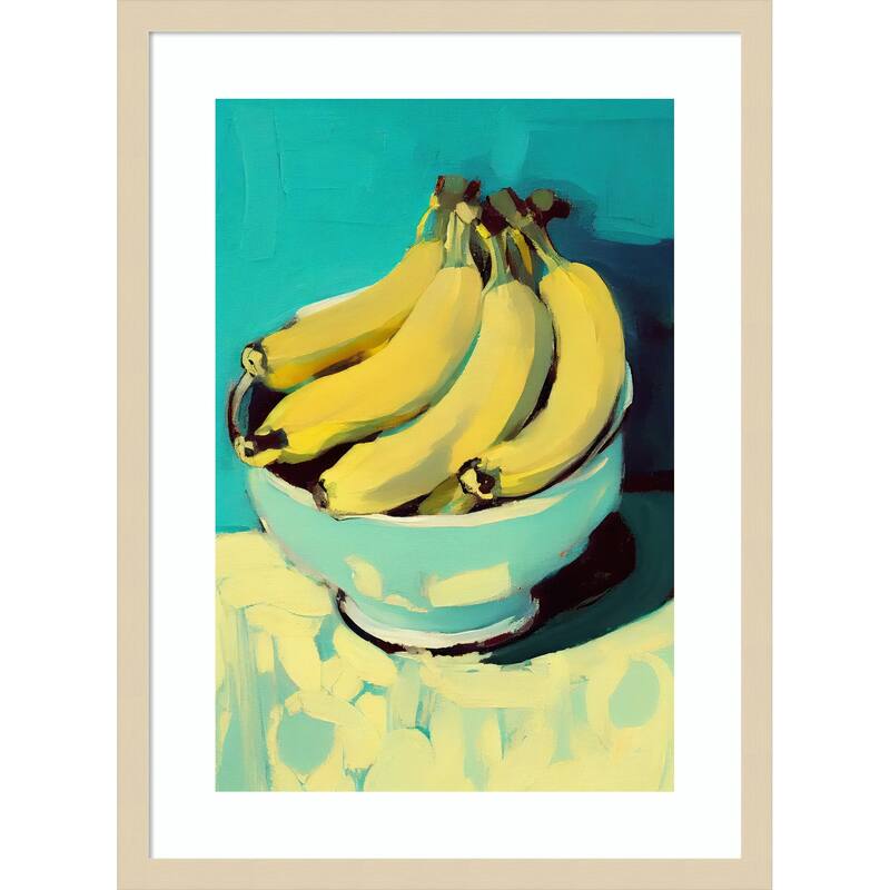 Bowl of Bananas by Treechild Wood Framed Wall Art Print