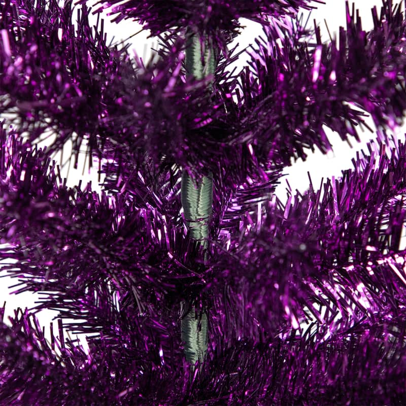 Artificial Tinsel Christmas Tree - 4' -Purple - Unlit - 4 Foot