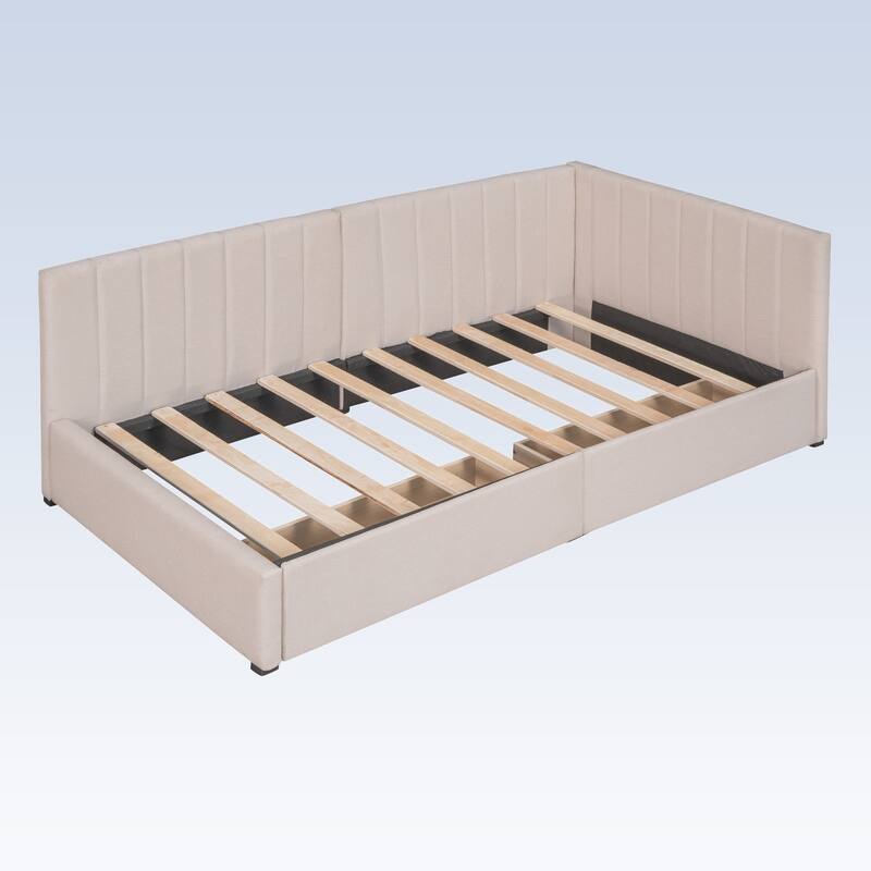 Modern Twin Size Upholstered Daybed with 2 Storage Drawers