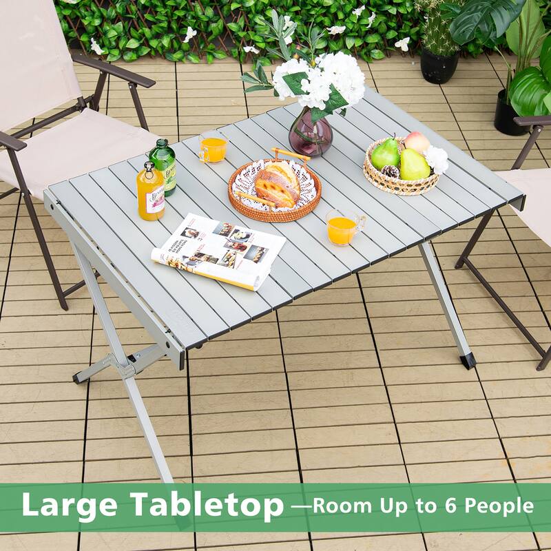 Costway 4-6 Person Portable Aluminum Camping Table Lightweight Roll Up - See Details