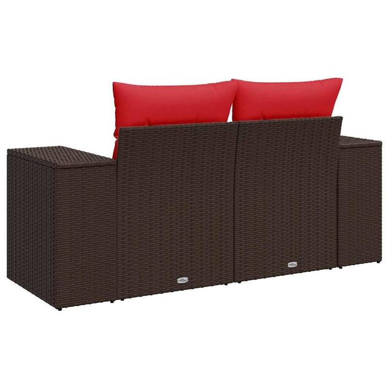 vidaXL Patio Sofa with Cushions Outdoor Seating Sectional Sofa Poly Rattan