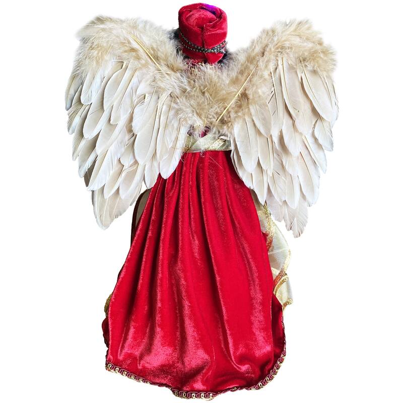 16 inch Black Diva Angel Tree Topper - red