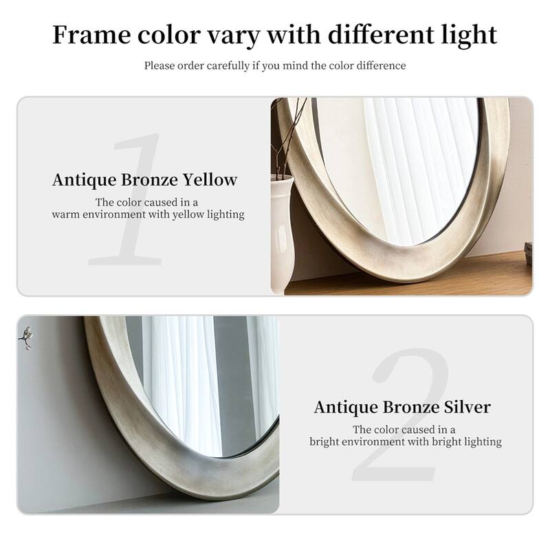 24x32in Classic Baroque Wall Mirror Oval Accent Mirrors Hall Entryway Living Room Bedroom Decor