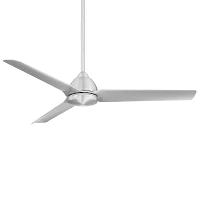 Mocha Indoor/Outdoor 3-Blade Smart Ceiling Fan 54in Brushed Aluminum with Remote Control and Wall Cradle