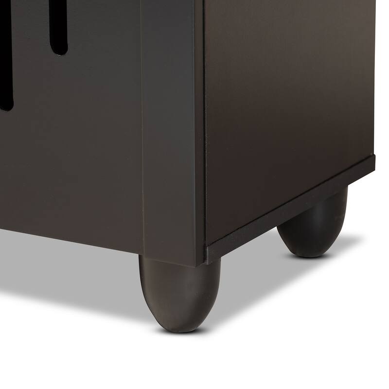 Renley Modern 2-Door Shoe Storage Wood Cabinet in Black