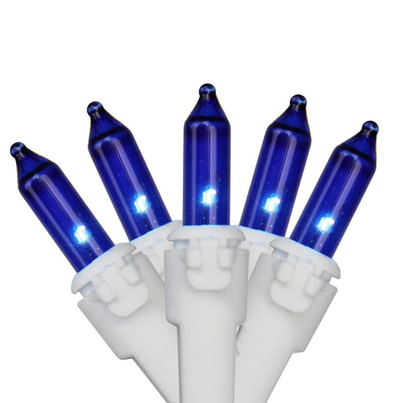 50-Count Mini Christmas Light Set 10ft White Wire - 10' - Blue