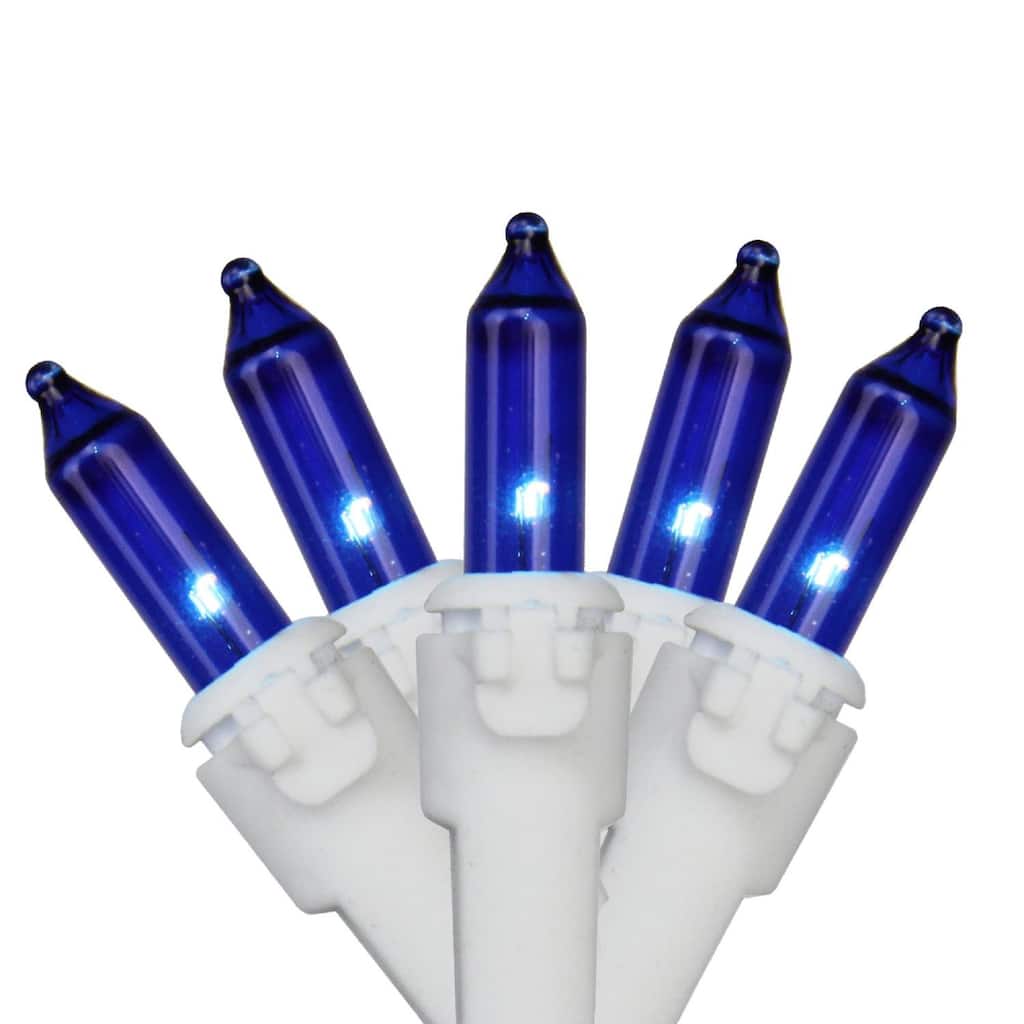 Mini Incandescent Christmas Lights - Blue - 20.25' White Wire - 100ct
