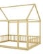preview thumbnail 13 of 37, Full Size Pine Wood Floor Bed with House Roof & Guardrails