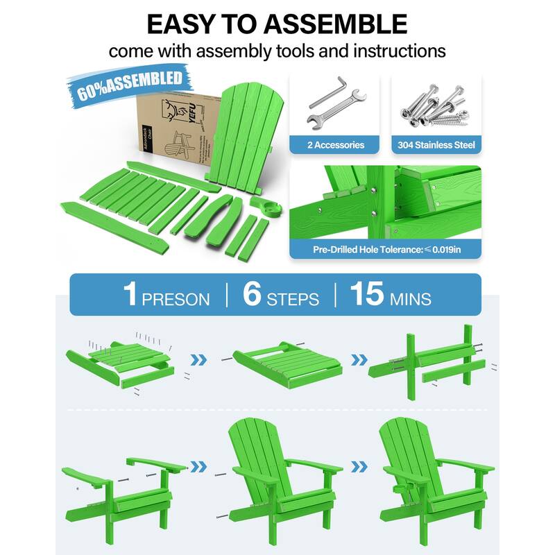 WINSOON All Weather HIPS Outdoor Plastic Adirondack Chairs
