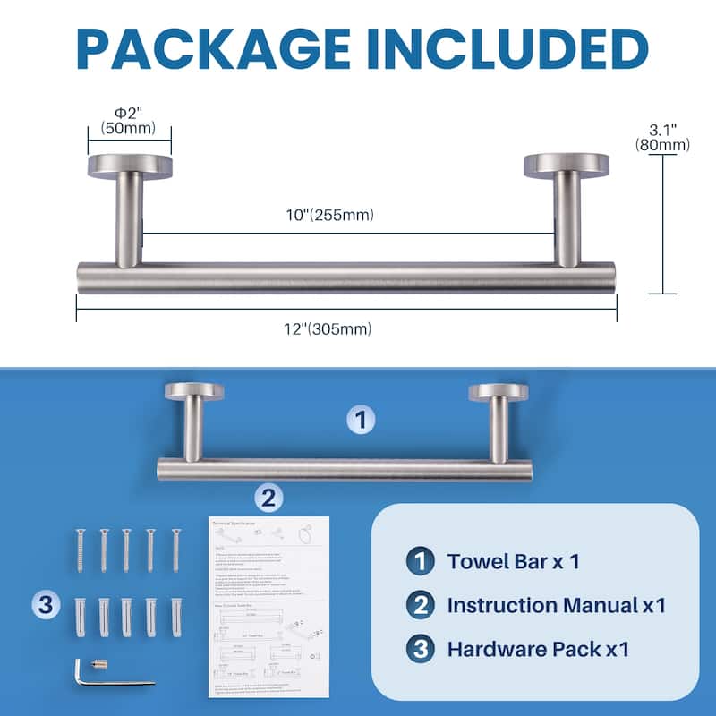 WOWOW Mutiple Length Wall Mounted Stainless Steel Towel Bar