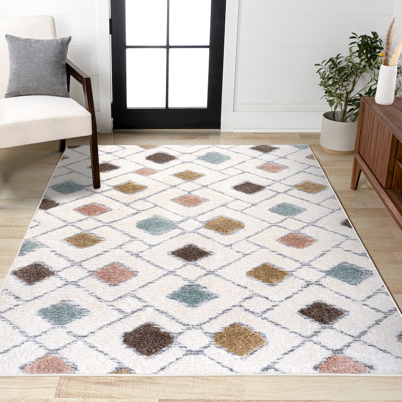 JONATHAN Y Monique Tropical Leaves Area Rug - 4 X 6 - Multi/Cream