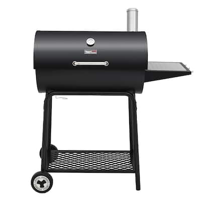 Royal Gourmet CC1830 30-Inch Barrel Charcoal Grill with Side Table, 627 Square Inches, Black