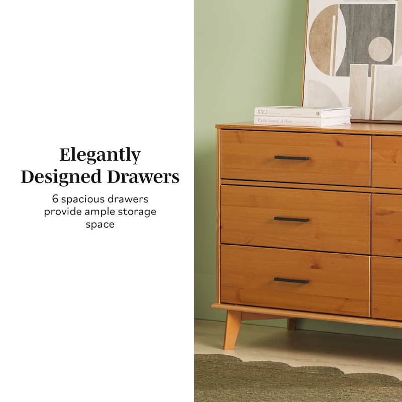 Middlebrook Modern Solid Wood 6-Drawer Dresser with Metal Handles