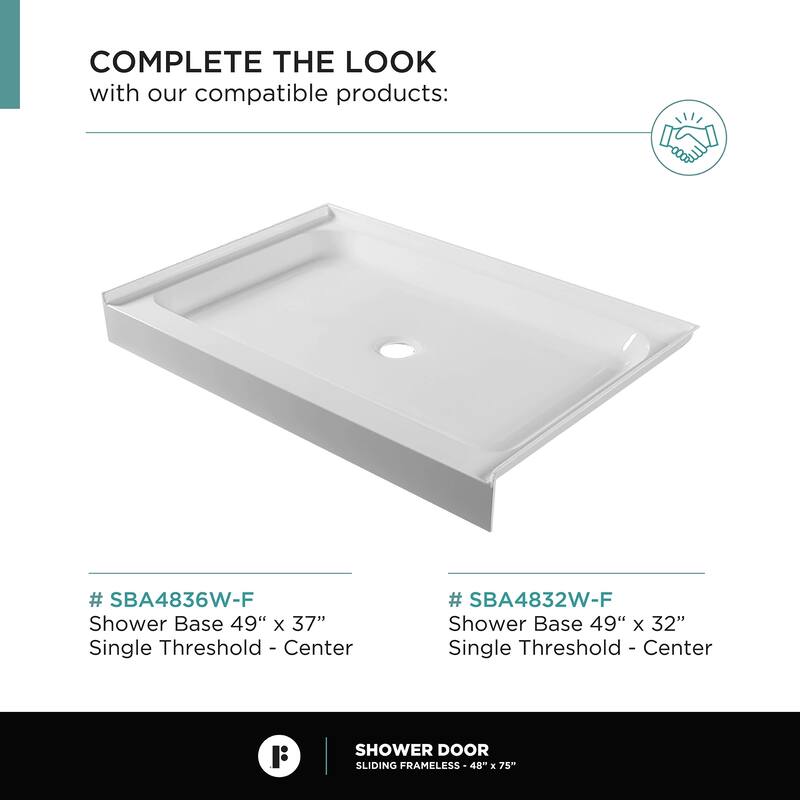 Fine Fixtures Frameless Clear Sliding Bathroom Shower Door