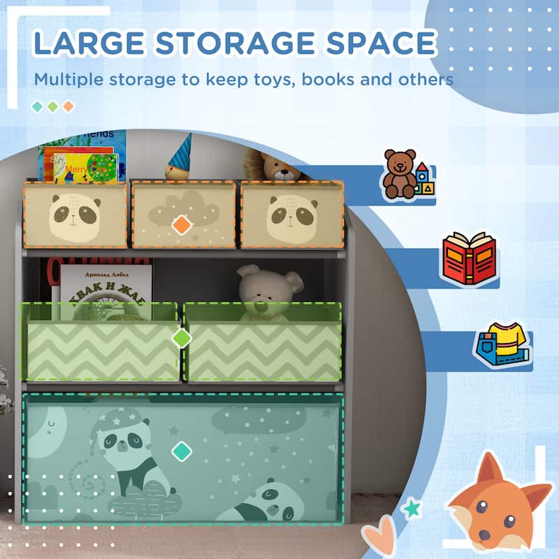 Qaba Toy Organizer with 6 Storage Bins, Kids Storage Unit for Bedroom, Kids Room, 25" x 12" x 26", Green