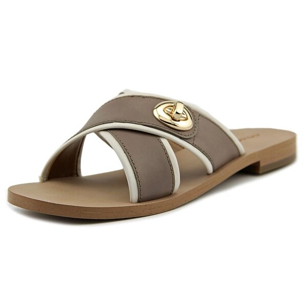 Coach Coral Women Open Toe Leather Brown Slides Sandal