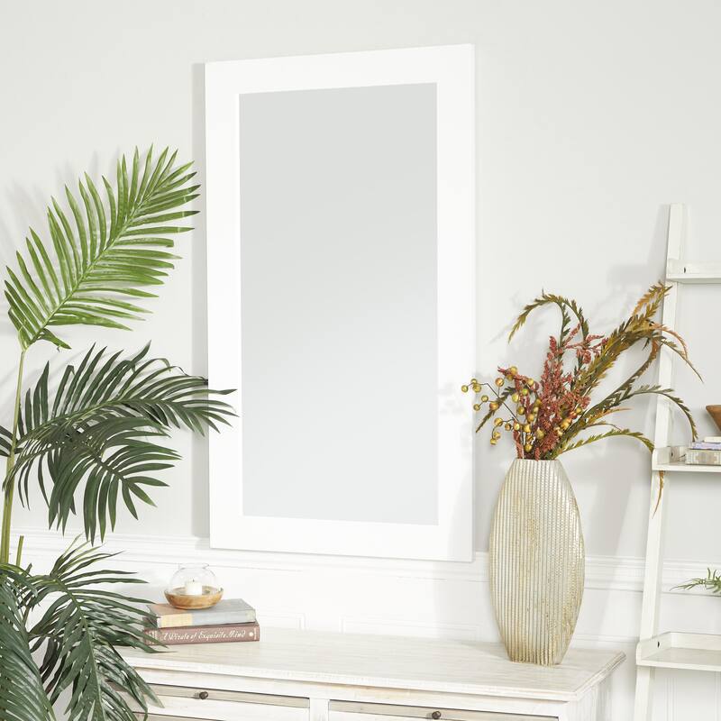 White Wooden Room Wall Mirror - White - 24"W, 42"H
