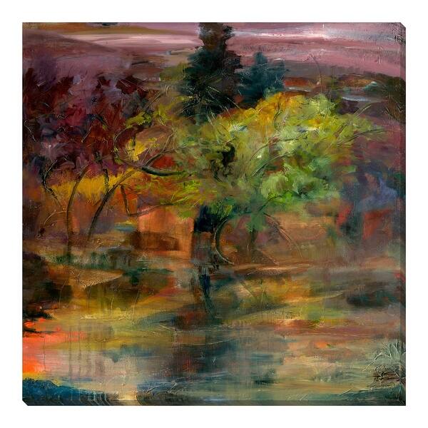 Shop Green And Orange Abstract Painting Canvas Square Wall Art