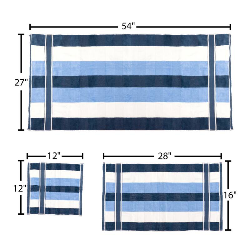 Towel Set with Bath Towels, Hand Towels, and Wash Cloths - Solid and Striped Towels by Lavish Home