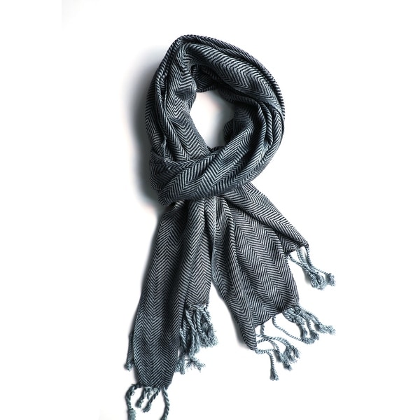 In-Sattva - Grey Zig-Zag Textured Handwoven Artisan Bohemian Scarf Stole, Gray. Opens flyout.