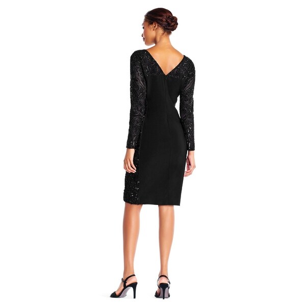 sheer long sleeve cocktail dress
