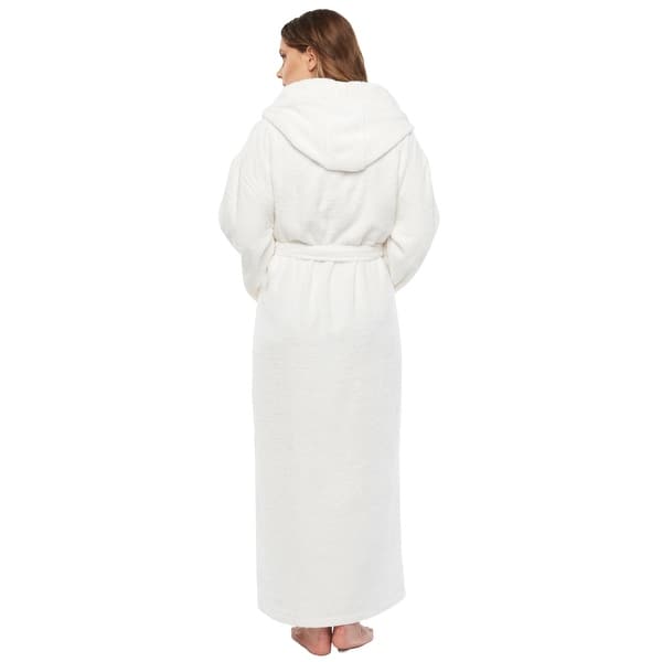 ladies white hooded dressing gown Arus Women's Ankle Length Hooded Low Twist Soft Turkish Cotton Bathrobe