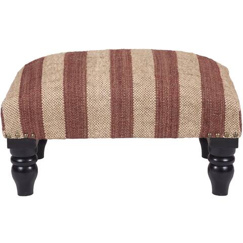 Handmade Kilim Upholstered Footstool (India)