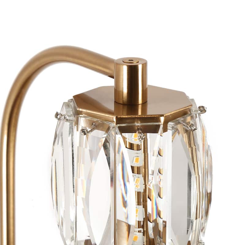 Modern Gold LED 1-Light Crystal Cylinder Wall Sconce Bathroom Vanity Light - Dia. 4.3" x H 19.7"