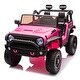 preview thumbnail 21 of 98, Kids Electric Truck with Trailer, 24V Battery, Bluetooth, MP3, Four-Wheel Suspension, for Off-Road Adventures Pink