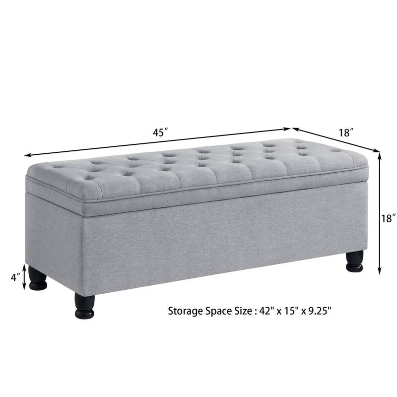Upholstered Tufted Button Storage Ottoman Bench