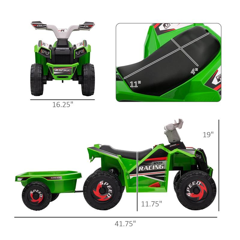6V Kids Electric Car with Forward Backward Function, Wear-Resistant Wheels for Toddlers Ages 18-36 Months, Green