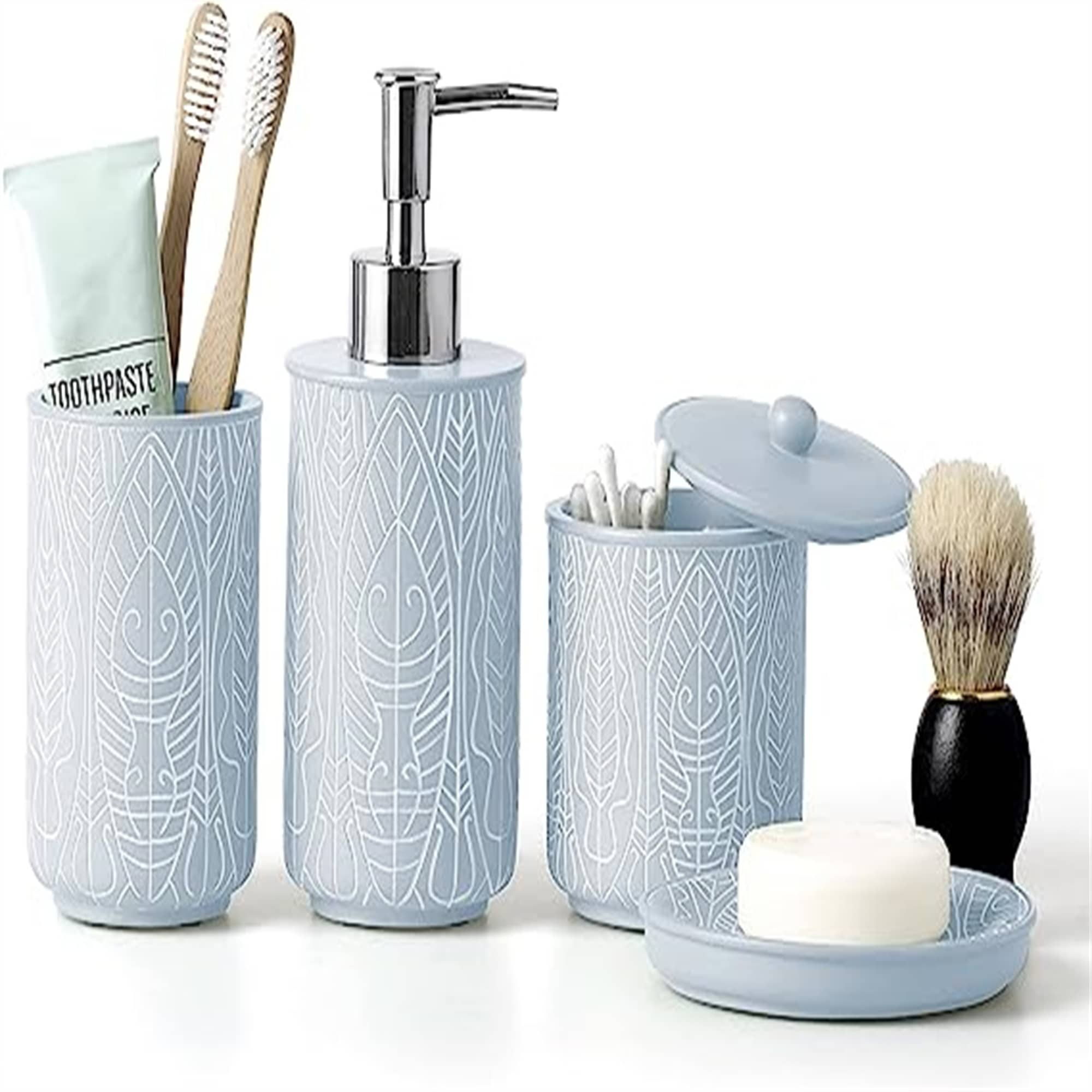 Blue bathroom accessories deals set