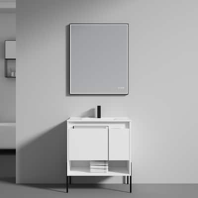 Freestanding Bathroom Vanity Set with Open Shelf & Topmounted Sink