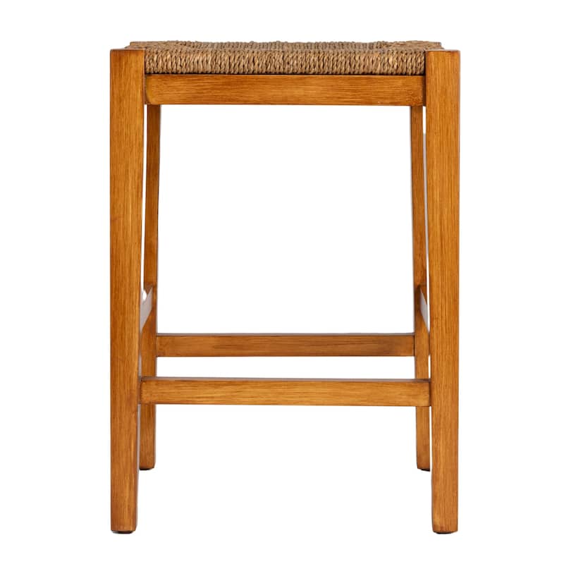 Willowbrook Wood and Seagrass Backless Counter Stool