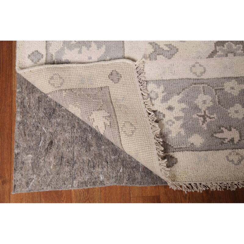 Ivory Oushak Indian Area Rug Hand-Knotted Wool Carpet - 6'3"x 8'8"