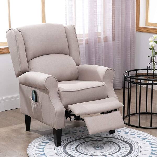 Massage Chair Heated Linen Fabric Recliner with Footrest Remote