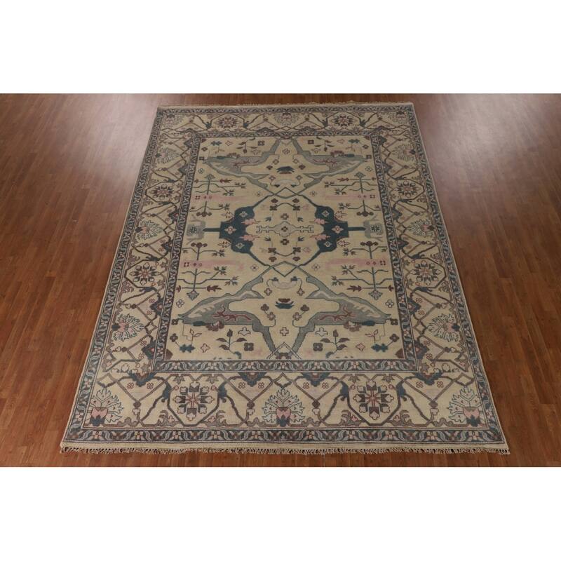 Oushak Oriental Area Rug Handmade Floral Wool Carpet - 9'0" x 11'9"