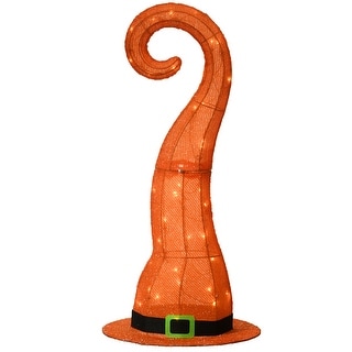 National Tree Company Halloween Pre-Lit Orange Witch's Hat Outdoor Decoration, LED Lights, 34 Inches