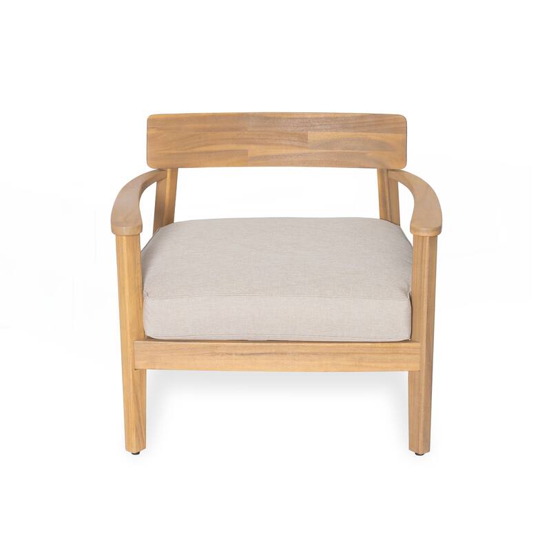Acacia Wood Club Chair With Seat Cushion - 1-Piece