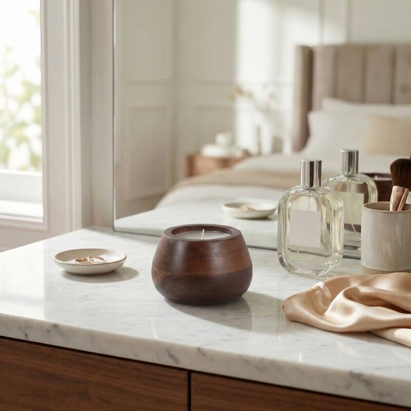 Decorative Vanilla Scented Mango Wood Bowl Candle