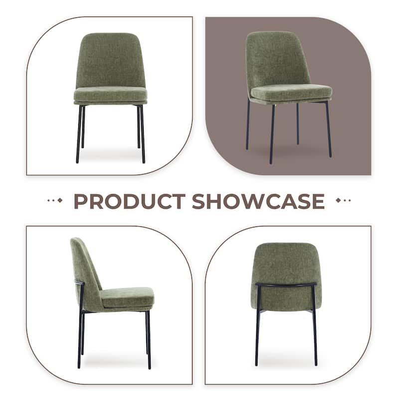 RENEWLINE Set of 2 Modern Dining Chairs with Curved Back & Metal Legs, Fabric or Leather Upholstered