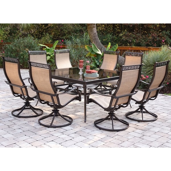 Dining Set Hanover Fontana 7-Piece Tan Wicker Patio Aluminum