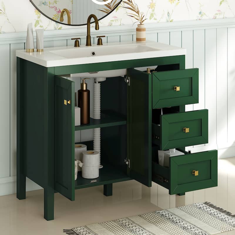 Moasis 36"/42" Bathroom Vanity with Sink Set and 2 Soft-Closing Doors & 3 Drawers