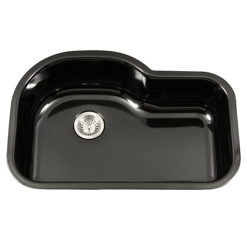 Houzer Porcela 31-1/4" Single Basin Undermount Porcelain Enameled - Black