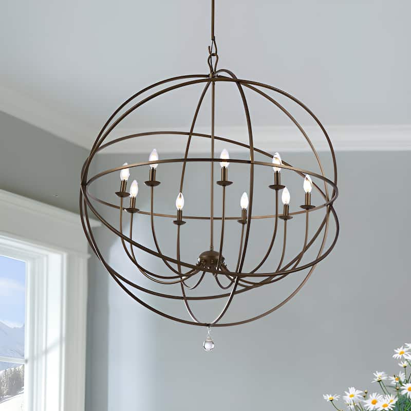 9 - Light Large Dimmable Globe Chandelier Oversized