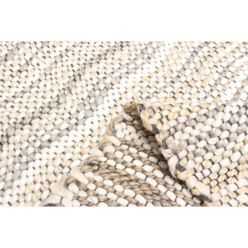 ECARPETGALLERY Braid weave Sienna Grey Wool Rug - 5'10 x 7'2