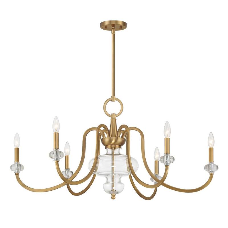 Warm Brass Six Light Chandelier from the Bergdorf Collection