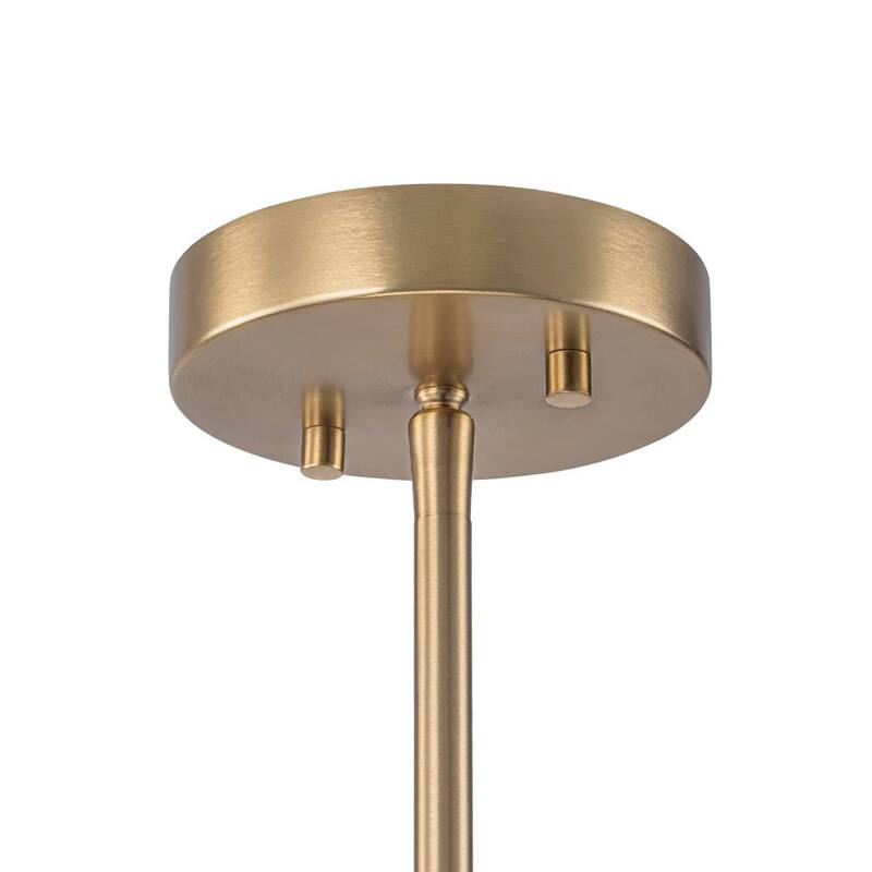 Mid-Century 6-Light Wood-trim Frosted Glass Linear Chandelier - 36.0 in