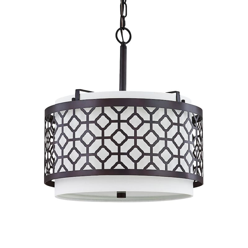 Melrose 2-Light Drum Metal Shade Pendant Light - Brushed Nickel