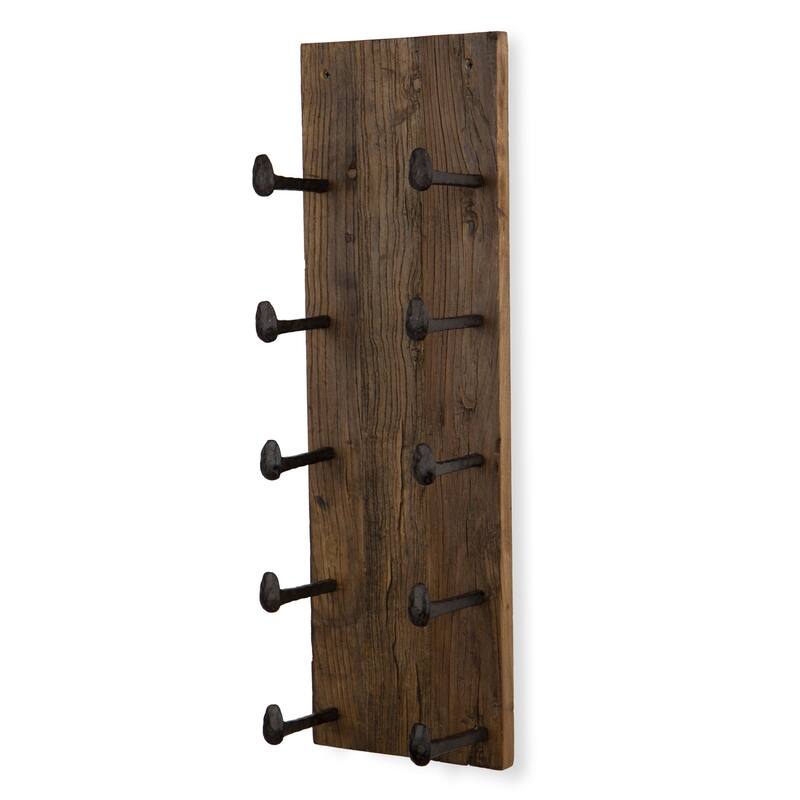 Rustic State 5 Bottle Wood Wall Mounted Wine Bottle Rack in Walnut